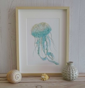 Jellyfish sea glass mosaic             